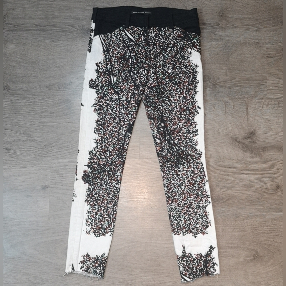 Vintage Balenciaga Print White Stretch Denim Jeans ***Host Pick*